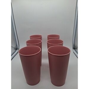Set of 6 Vintage Tupperware Pink Tumblers 16oz Textured Cups 873-33